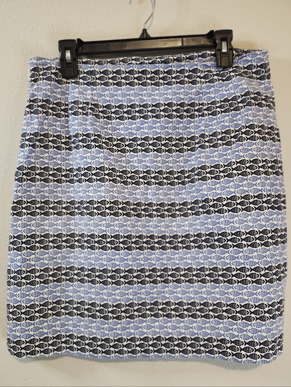 Talbots Blue Ombre Fish Print Cotton A-Line Skirt Size 10 Coastal Casual Design - Picture 4 of 6